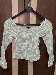 Cute Green Checkered CROP Top