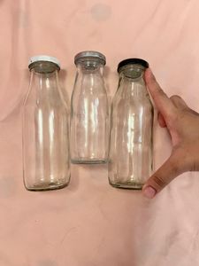 Set Of 3 Glass Bottles