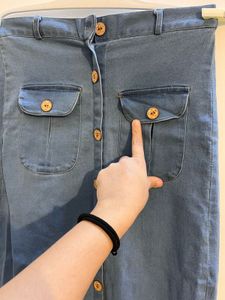Denim Button Skirt For Women
