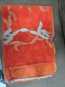 Dual shade Orange Embellished Net Dupatta