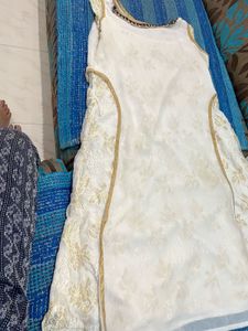 White &amp; Gold Anarkali