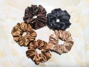 Luxury Satin Scrunchies Set (Pack of 5)