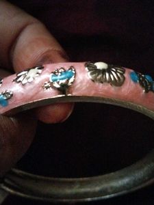 Pink Floral Bangle Bracelet