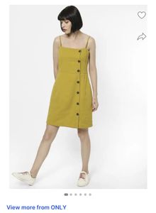 ONLY Yellow Button-Front Mini Dress