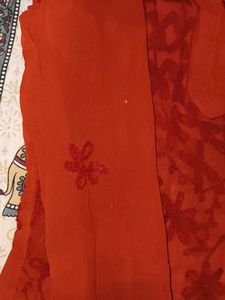 Red Embroidered Kurta