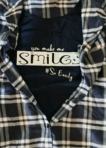 Stylish Plaid Shirt And Graphic Tee Combo