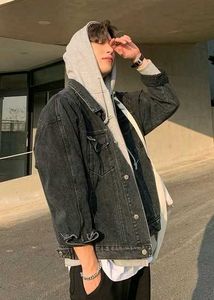 Vintage/Korean charcoal grey Denim Jacket