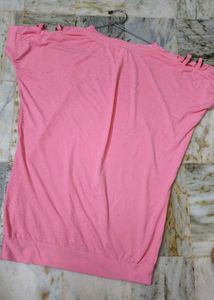 Newly Balloon Top Pink Colour Front Flower Design