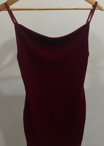 Maroon Velvet Bodycon Mini Dress
