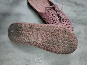 Pink Woven Slip-On Sandals