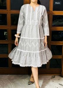 Lace Embellished Pure Cotton Dress