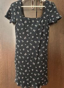 H&amp;M Floral Ribbed Jersey Dress