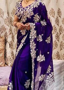Silk Embroidery Saree With Stitch Blouse