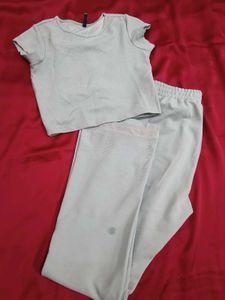 Casual Crop Top and Pants Co-ord Set