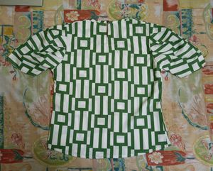 White And Green Coloured Top
