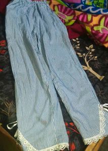 Striped Leggings with Lace Detail