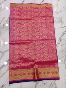 Royal blue saree with stiched blouse