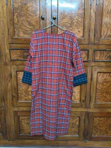 Red Plaid Kurta Dress