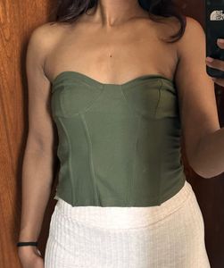 Olive Green Strapless Top