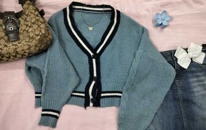 Cute Blue Cropped Cardigan