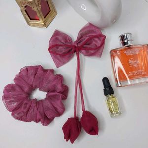 Combo Of Tulip Hair Bow With Scrunchie 🌷🎀