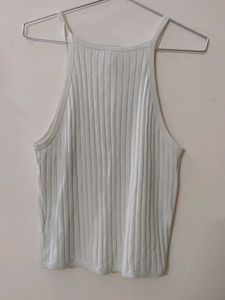 White Ribbed Tank Top