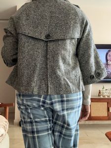 Gray Wool Blend Cape Jacket