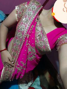 Pink Embroidered Saree
