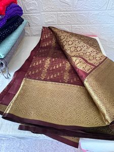 Elegant Maroon &amp; Gold Saree