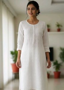 White Chikankari Cotton Kurta