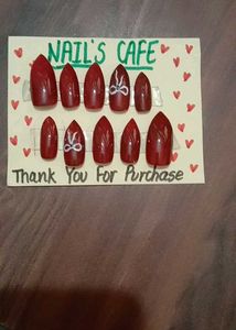 Burgundy Press-On Nails