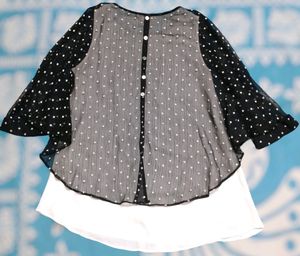 Black and White Polka Dot Sheer Blouse (Woman)