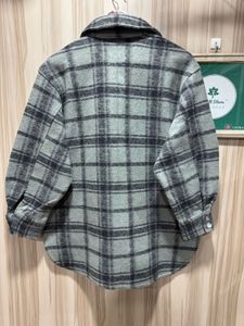 H&amp;M Womens Plaid Felted Flannel Shacket