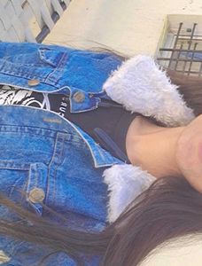 Denim Jacket with Fur Trim