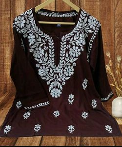 Red Floral Embroidered Kurti