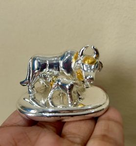 New Cow&Calf Silver Plated Idol With Box