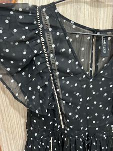Polka Dot Black Flared Dress