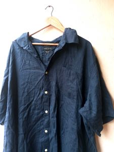 Burnt Umber Dark Blue Oversized Shirt (Women)