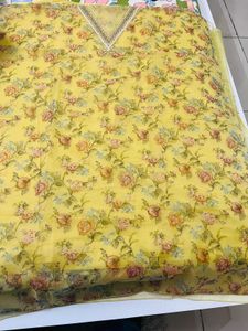 Floral Embroidered Organza Suit With Organz