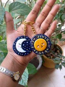 Set Of 2 Celestial Keychains🌞🌜✨