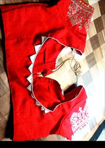 Red Bandhani Print Saree 👍