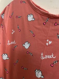 Cute Coral Bird Print Top