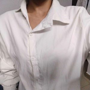Side Collar White Formal Shirt