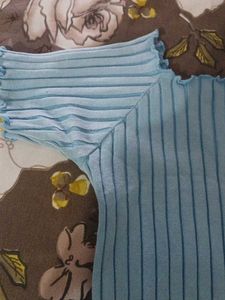 Cute Ruffled Light Blue Top