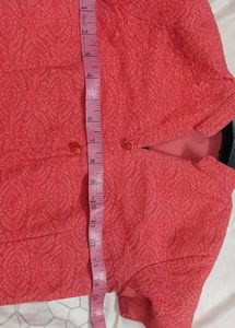 Coral Lace Button-Down Dress