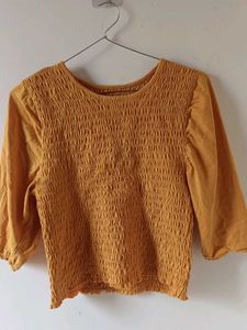 Mustard Smocked Top
