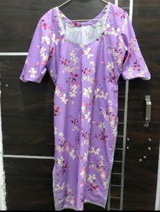 Purple Satin Kurta With Lace