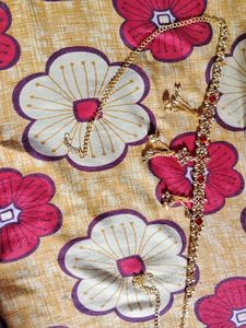 Red Stone & Gold Tone Waist Chain