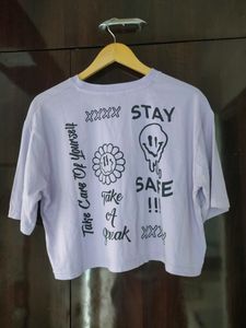 Lilac Oversized Cropped T-shirt