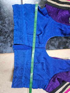Blue Ombre Crepe Saree With Stitched Blouse